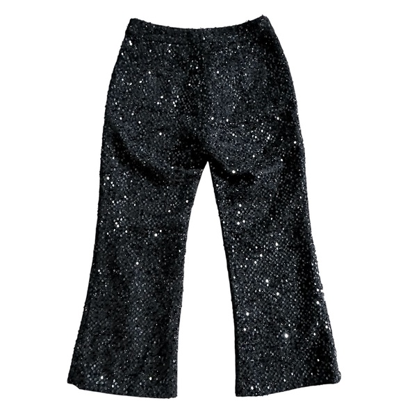 NWT Flora Bea NYC Boutique Kelsey Black Sequin cropped flare pants lined Sz S - Picture 10 of 11